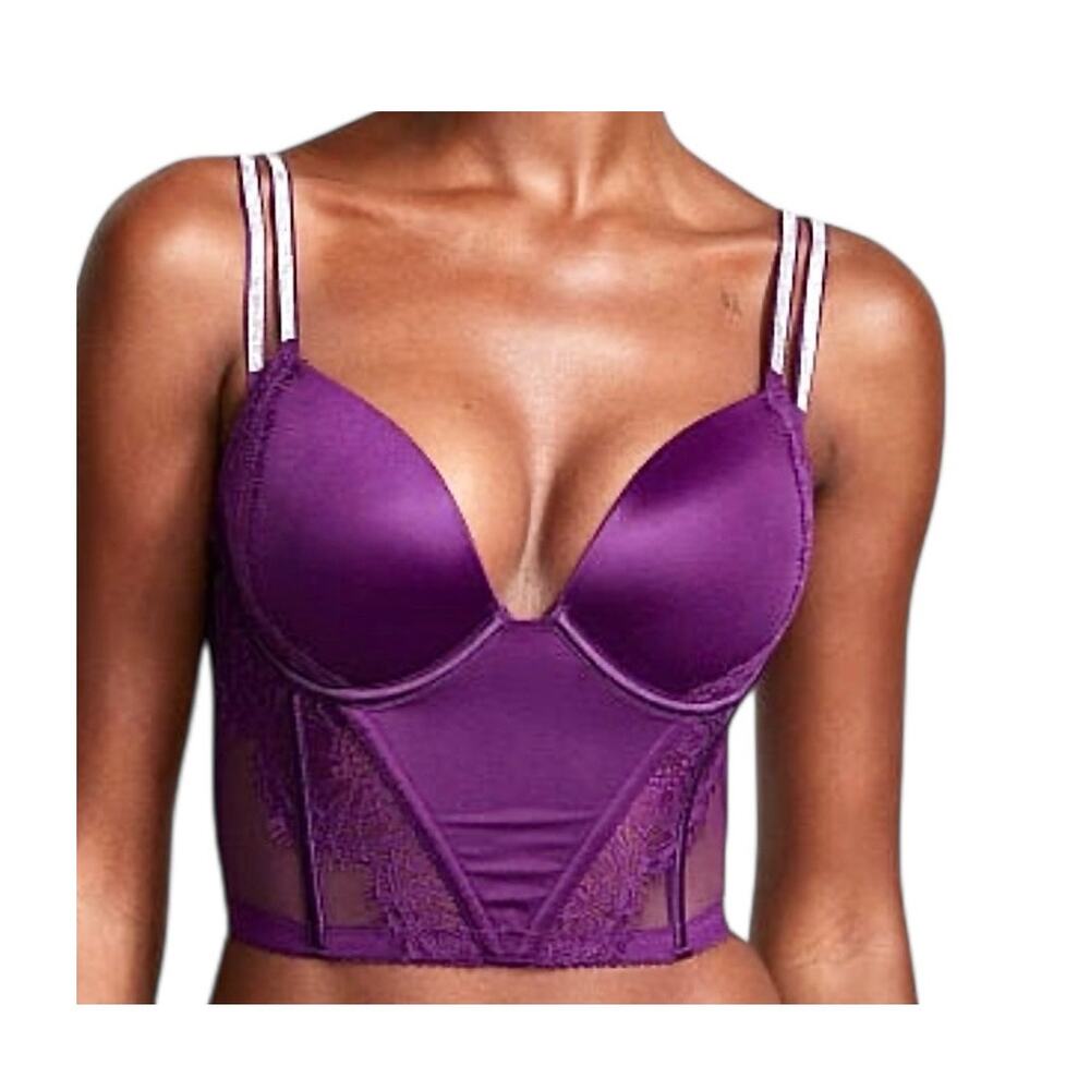 Victoria's Secret 36B Very Sexy double shine strap push-up corset BC 3180
